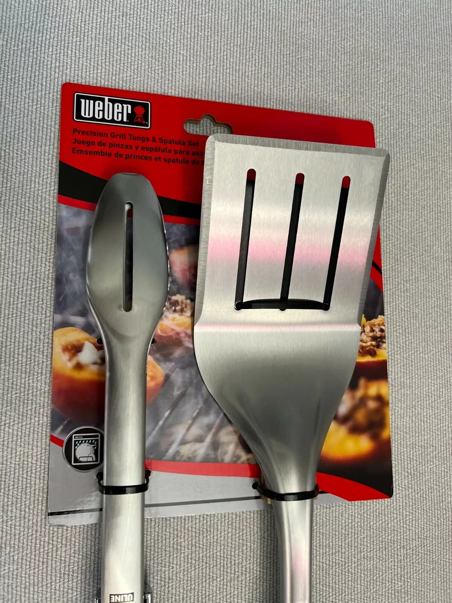 Weber Precision Tongs & Spatula Grilling Tool Set, Stainless Steel