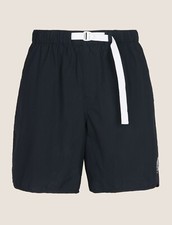 ARMANI EXCHANGE Tab Waist Seersucker Logo Swim Shorts Navy NWT