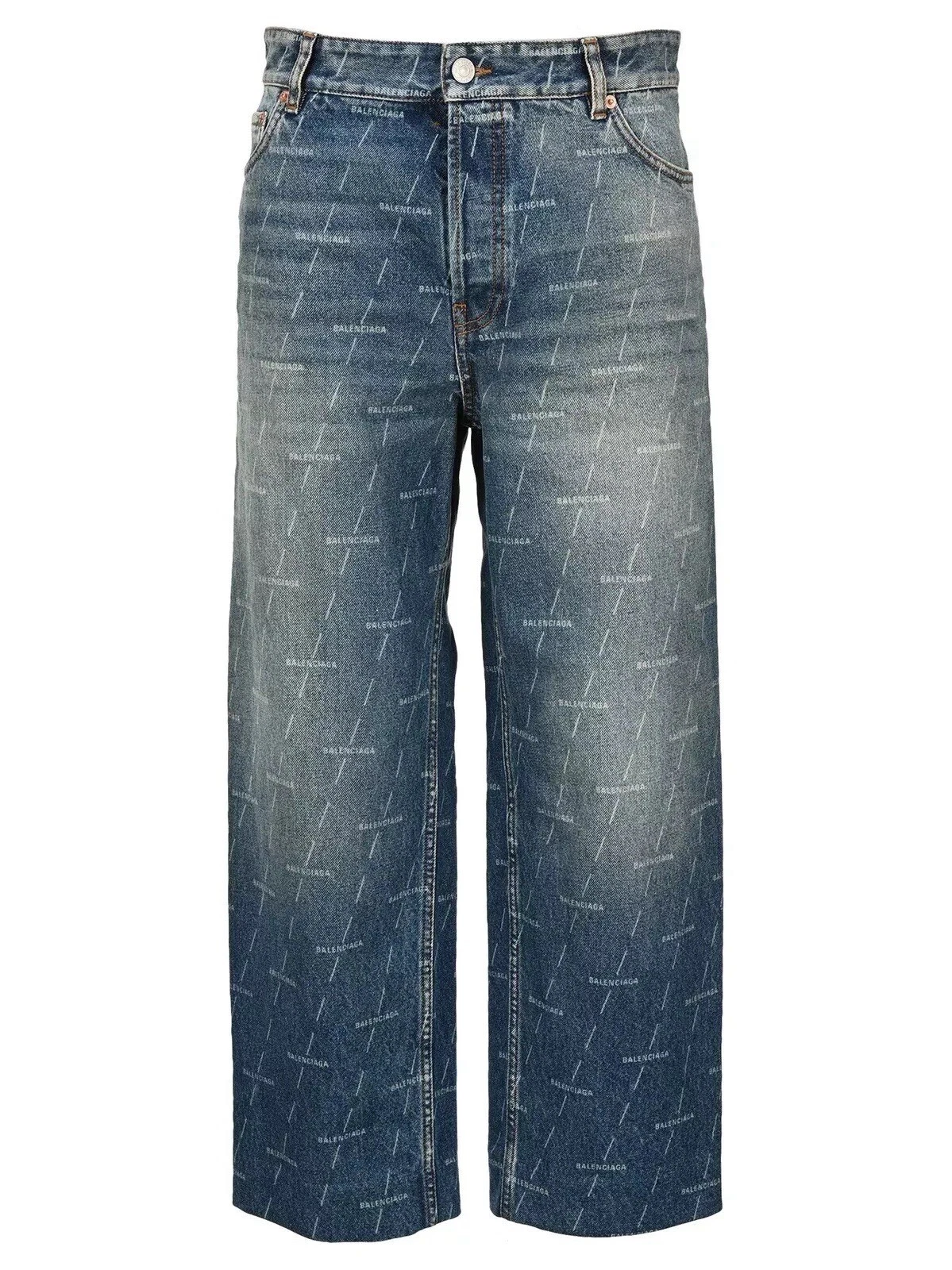 Balenciaga — BALENCIAGA Allover Monogram Logo Cropped High Rise Jeans Sz 30 RRP £850 NEW