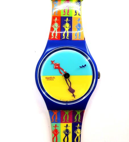 NEW Swatch Watch LUCKY SHADOW Cowboy GS105 with Case and Papers 1996 Gents