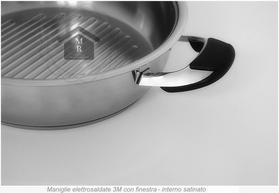 BISTECCHIERA CON COPERCHIO ACCIAIO INOX 18/10 INDUZIONE PREZIOSA - Immagine 4 di 4