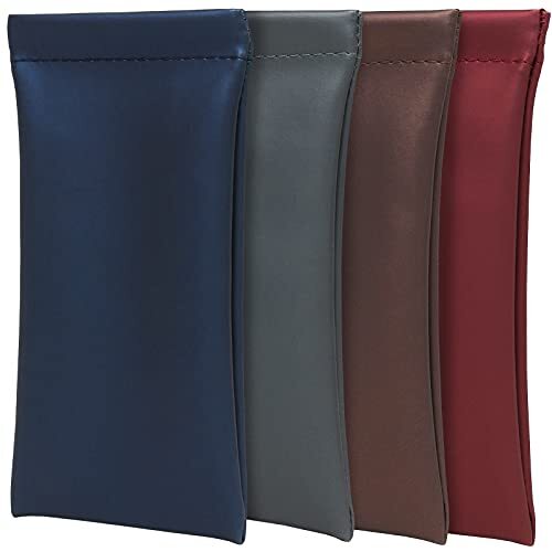Glasses Case Squeeze Top Sunglasses 4 Pack: Navy Blue, Grey, Brown, Burgundy