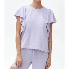 Michael Stars Ariana Flutter Sleeve Sweatshirt Light Purple Size Small