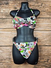 Colorful Floral Swimsuit Bikini Set Women's M Swimwear Beach Bathing EUC