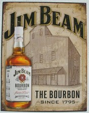Jim Beam Kentucky Straight Bourbon Whiskey USA Metall Werbung Schild Plakat