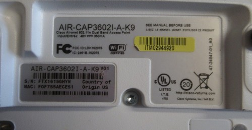Cisco Aironet 3600i Wireless-N Access Point 450Mbps AIR-CAP3602I-A-K9 V01 - Picture 6 of 7
