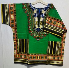 Men Women African Dashiki Top Shirt Traditional Blouse Green Plus Size 1X 2X 3X