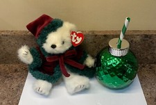 Ty Christmas Bear Christmas Green Ornament Sipper Cup Brand New