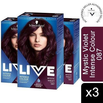 Tintura Intensa 087 Schwarzkopf LIVE Mystic Violet - Tinta Permanente Per Capelli Viola Intenso, Confezione Da 3 Tintura Viola Intenso 087 - Foto 2
