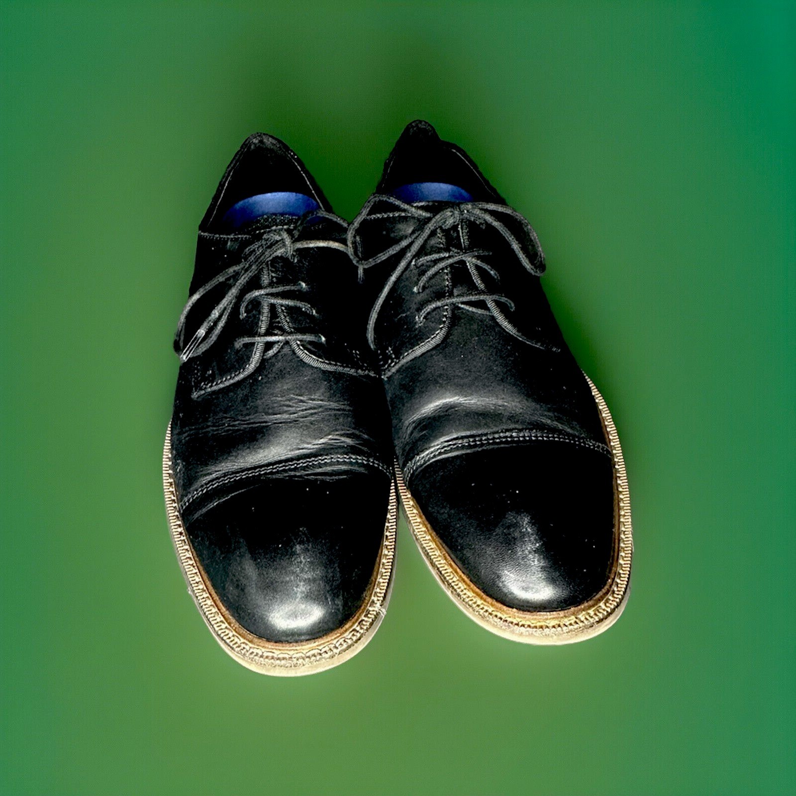 SAOLA Scarpe da uomo Vince Camuto Lamson Oxford nere in pelle con punta a cappuccio taglia 9M