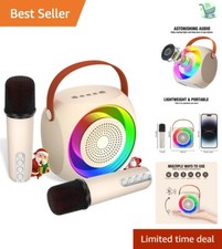 Mini Bluetooth Kids Karaoke Machine with 2 Wireless Microphones  LED Lights