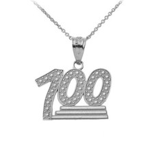 Textured 100 Points Emoji Pendant Necklace in...