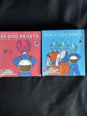 SS God Begeta & SS Blue Guko/Begeta Custom Transparent Hair Headsculpt Set