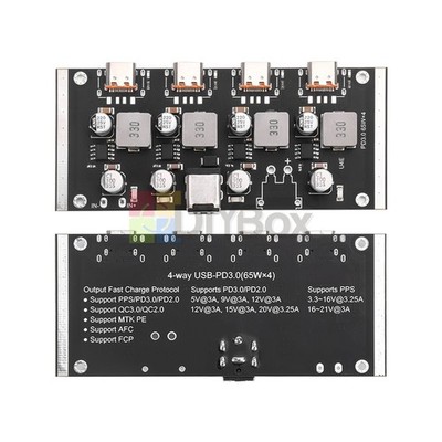4-Port 65W PD Fast Charging Module Type-C PD QC FCP AFC Fast Charging DC 5.5×2.5