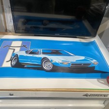 Large Blue Detomaso Pantera Fine Art Print Signed 32 Rare Poster 22 By 38
