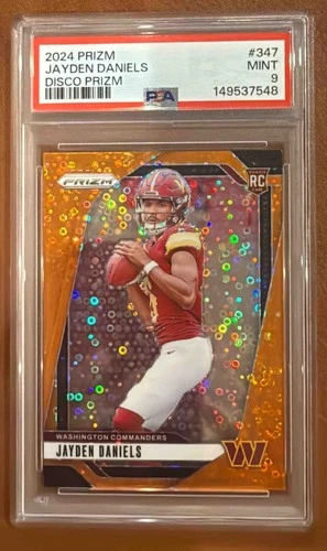 2024 PANINI PRIZM #347 JAYDEN DANIELS DISCO PRIZM PSA 9