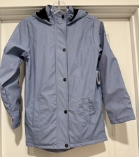 NWT Hunter Light Blue Kids Hooded Fleece Lined Raincoat Unisex Size 10/12