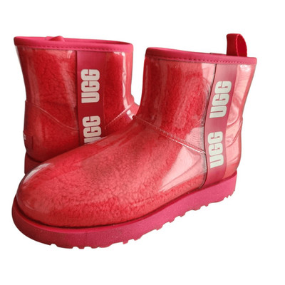 UGG Boots Womens 9 Clear Mini Sherpa Waterproof Ankle Logo Outerwear Snow