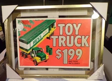 AMERADA HESS TOY TRUCK RARE PUMPER SIGNS 1975-76 SET - GOLD FRAMED -GAS STATION