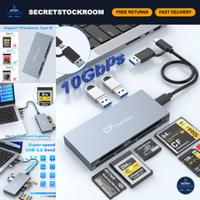 Multi CFexpress Type B Card Reader Hub, USB 3.2 10Gbps, Reads 6 Cards 2 USBs