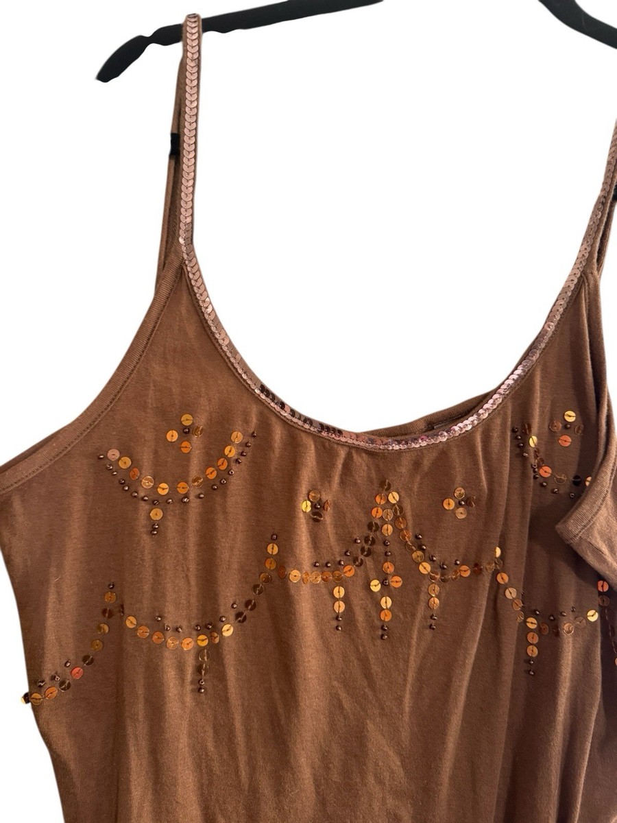 トップス 00s dolce&gabbana glitter tank top brown Dolce & Gabbana y2k Sequinned Tank Top – Rats Vintage
