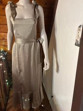 Show Me Your Mumu Claire Midi Dress Moss Green Luxe Satin Large