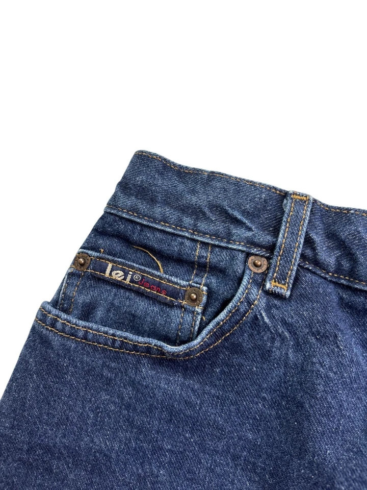 Vintage Y2K L.E.I. Pantalones cortos de mezclilla para mujer talla 11 azul algodón lavado oscuro Foto 2 de 4
