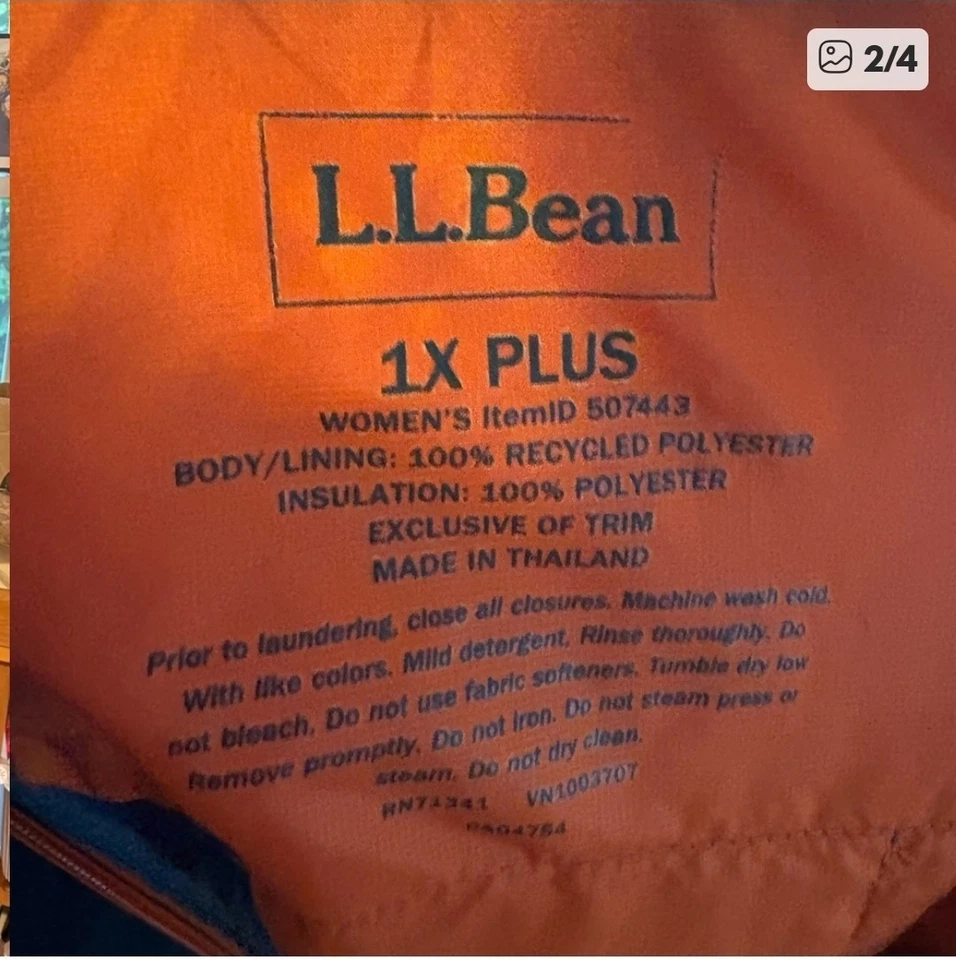 LL Bean PrimaLoft Packaway Puffer Jacket Women Plus 1x - Image 3 of 4