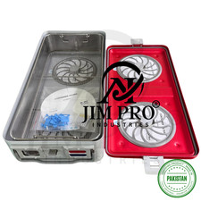 Caja de esterilización de aluminio perforado soporte de papel de 4 filtros con bandeja de malla-ROJO
