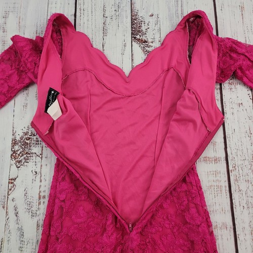 Vintage Molly Malloy All That Jazz Hot Pink Lace Sweetheart Sheath Dress Size 8 - Picture 6 of 13