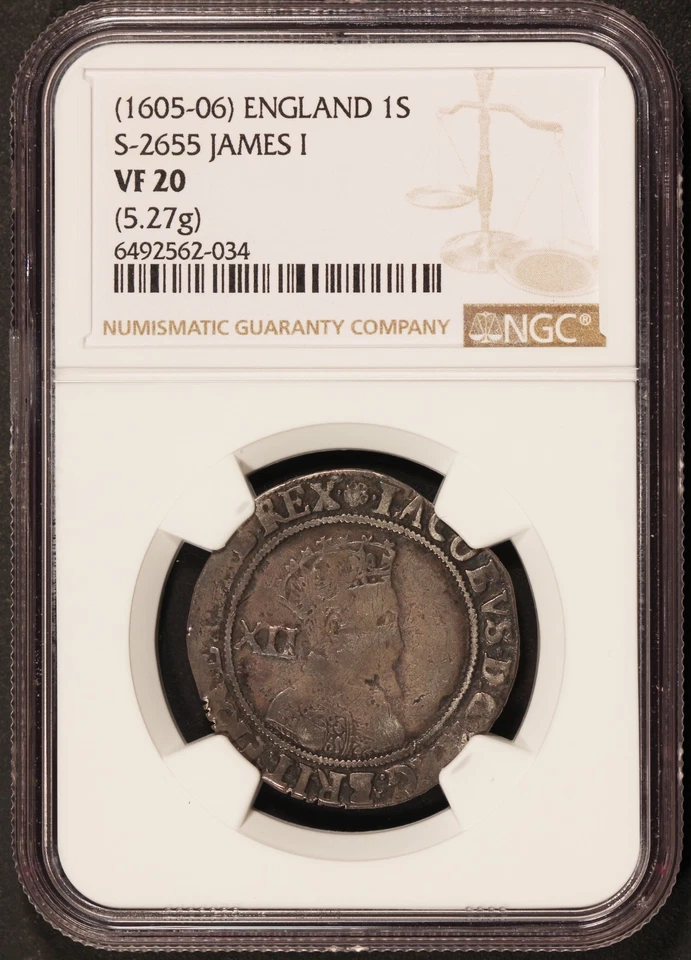 1605-06 Great Britain England 1 One Shilling Silver Coin - NGC VF 20 - S-2655 - Image 3 of 4