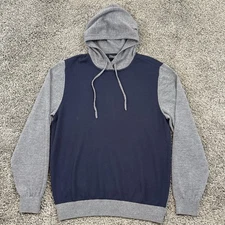 Fairway & Greene Baruffa Merino Wool Full Hoodie Size L Men’s Navy Blue Gray EUC