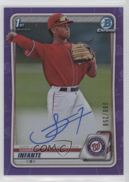 2020 Bowman Draft Chrome Picks Purple Refractor 80/250 Sammy Infante Auto 03ox