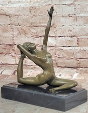 Statua Art Deco Nudo Femmina Bronzo Firmata Milo Hot Cast Statuina da Collezione Art