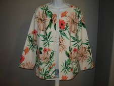 NEW Chico's Garden Variety Coral Punch Long Sleeve Open-Front Jacket Size 2 L 