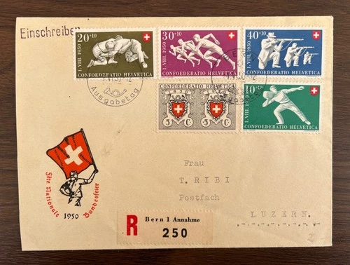 Neat SWITZERLAND 1950  First Day Cover  FDC Sc# B191-195