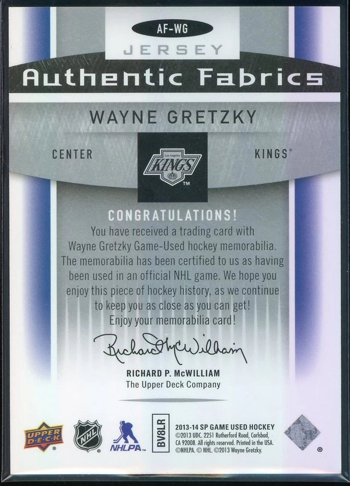 2013-14 SP Game Used Authentic Fabrics #AFWG Wayne Gretzky Group A - Image 2 of 2