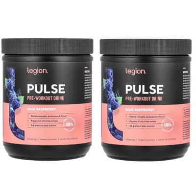 Legion Pre-Workout Drink - Blue Raspberry 480 g/1.06 lbs Each (Pack of 2)