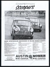 1963 Austin Morris Mini Cooper 2 race car photo vintage print ad