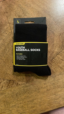 Easton 745492998496 Youth Baseball Socks Black Size 7Y To 9 Ages 9 To 11 Wicking