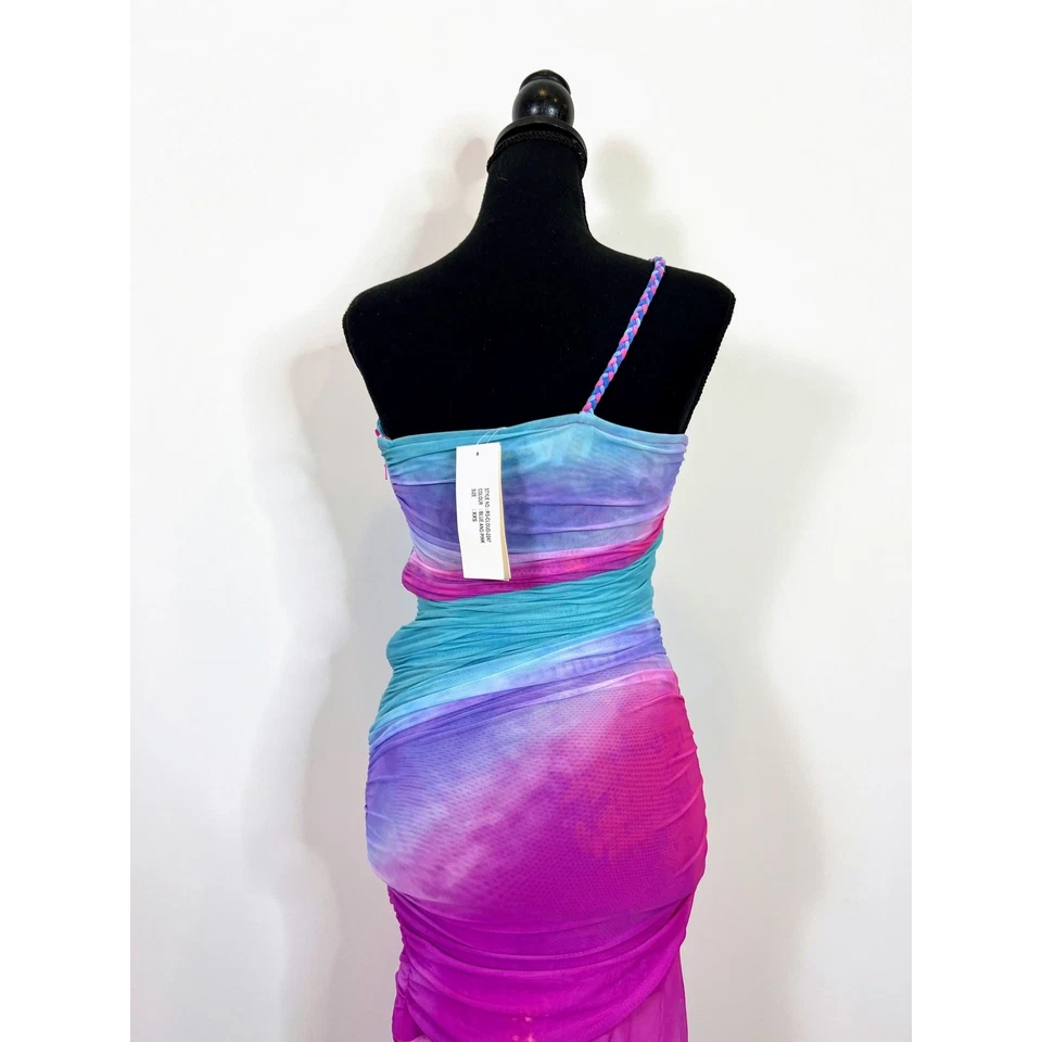 Рококо песок облако одно плечо макси платье в многоцветный размер XXS вырез вечеринки - Изображение 2 из 4