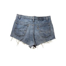 Levis Orange Tab Vintage High Waisted Distressed Denim Cutoff Shorts Light Wash