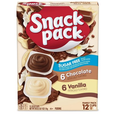 Snack Pack Sugar Free Chocolate & Vanilla Flavored Pudding Family Pack, 12 Count