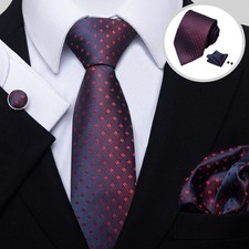 Mens Tie and Lapel Pin Necktie Hankerchief Cufflinks Set for Men- Mixed Color