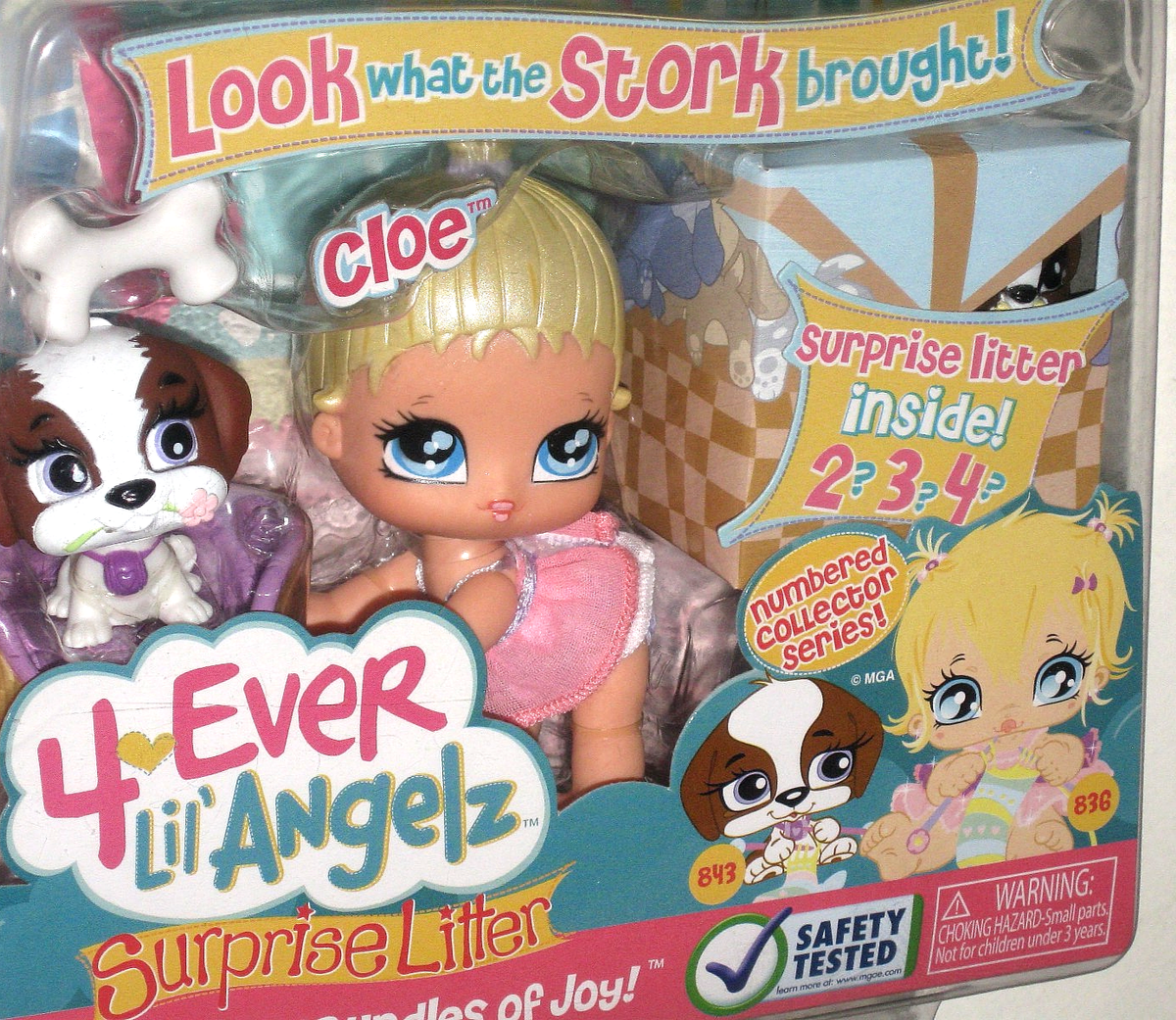 Bratz 4 EVER Lil Angelz Baby CLOE Doll #836 Dog #843 Surprise