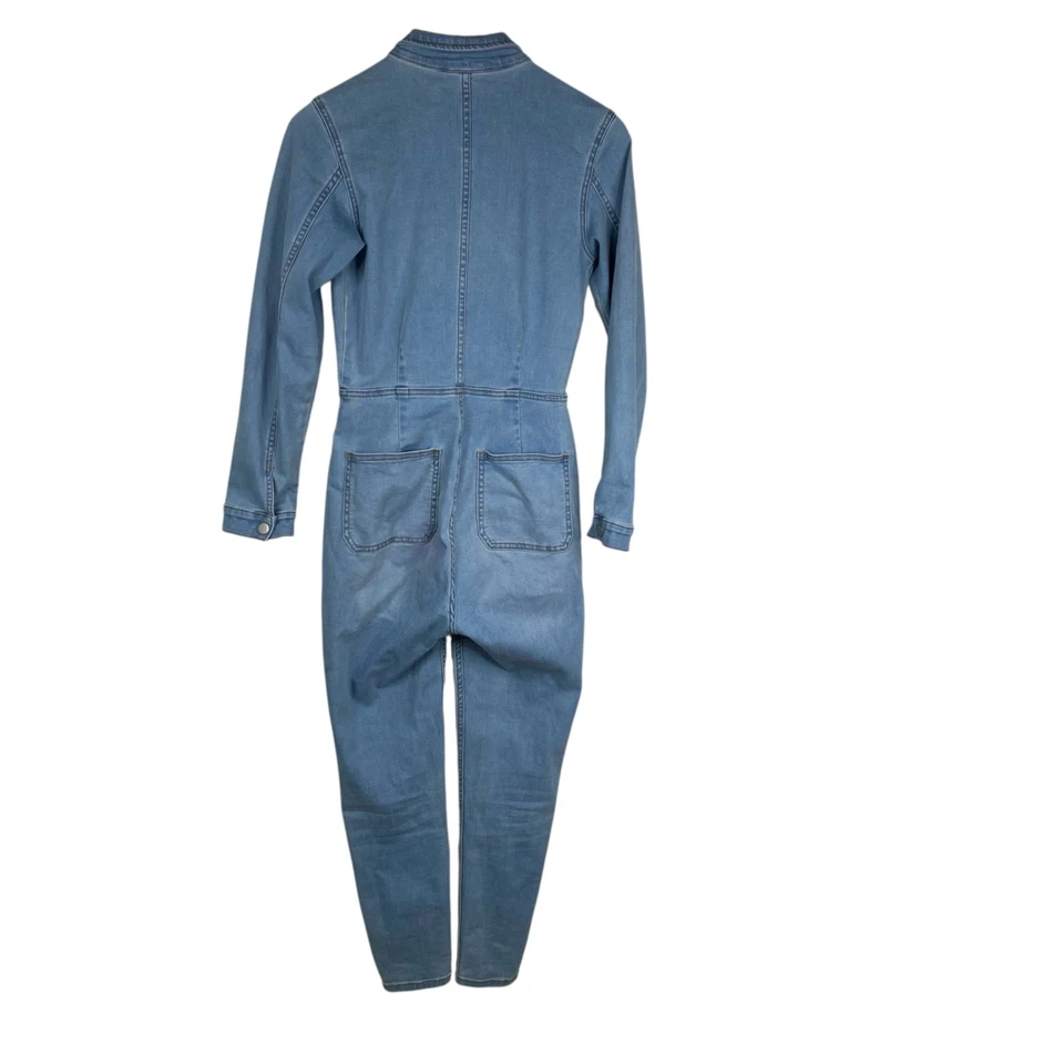 Mono para mujer Free People Lennox mono utilitario de mezclilla azul lavado claro talla S Foto 2 de 4