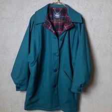 WOOLRICH Womens Large Teal Green Wool Plaid Lined Fisherman Jacket Coat Vintage