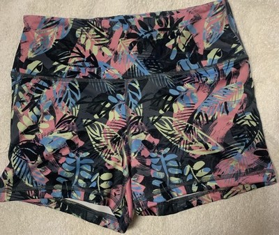 FLEO Hazy Jungle Shorts Power High Rise M Floral Pink Pull On Performance