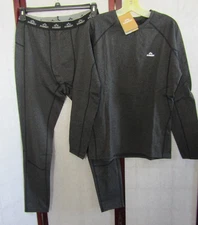 NWT Everest driMotion Charcoal Gray Men's Base Layer 2 PC Top and Bottom Set XL