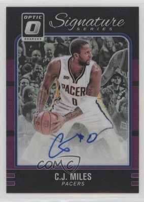 2016-17 Panini Donruss Optic Signature Series Purple Prizm CJ Miles #15 Auto l3a